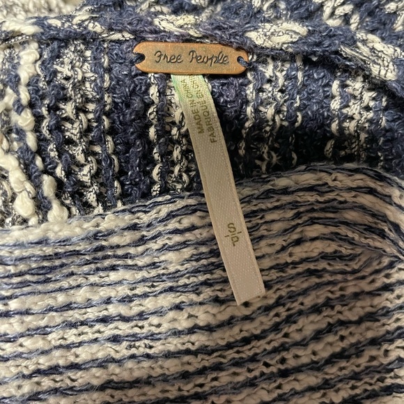 Free People patchwork knit sweater two tone navy stripe slouchy oversized tunic - Picture 4 of 6